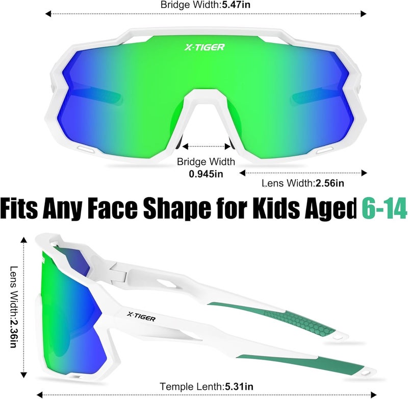 Xtiger Kids Sunglasses Polarized Youth Baseball Sunglasses for 8-14 boys girls UV400 Sports Softball Cycling Glasses - Image 3